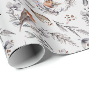 Elegant Winter Robin Bird kerstcadeau Cadeaupapier