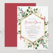 Elegant Winter Rood Goud Kerst Vrijgezellenfeest Kaart (Voorkant / Achterkant)