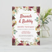 Elegant Winter Rozen Brunch & Bubble Vrijgezellenf Kaart (Staand voorkant)