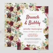 Elegant Winter Rozen Brunch & Bubble Vrijgezellenf Kaart (Voorkant / Achterkant)