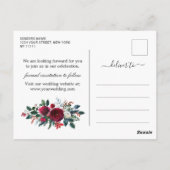 Elegant Winter Rozen Foliage Bruiloft Save the Dat Briefkaart (Achterkant)