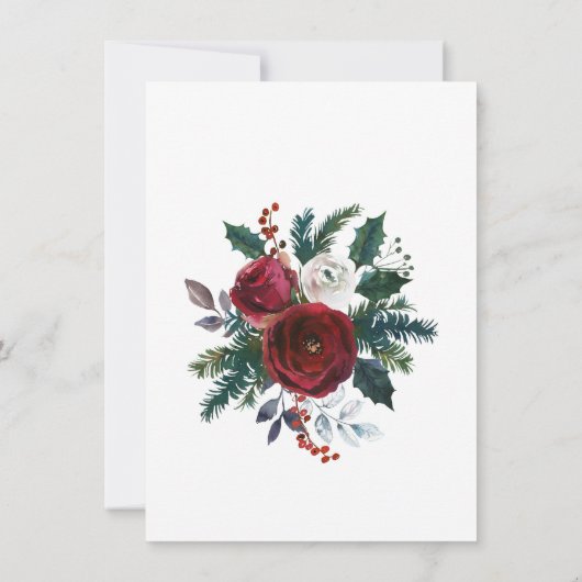 Elegant Winter Rozen Foliage Waterverf Weddenschap Save The Date (Achterkant)