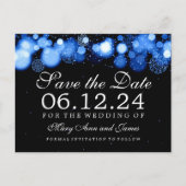 Elegant Winter Save the Date Blue Lights Aankondigingskaart (Voorkant)