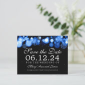 Elegant Winter Save the Date Blue Lights Aankondigingskaart (Staand voorkant)