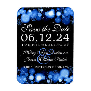 Elegant Winter Save the Date Blue Lights Magneet