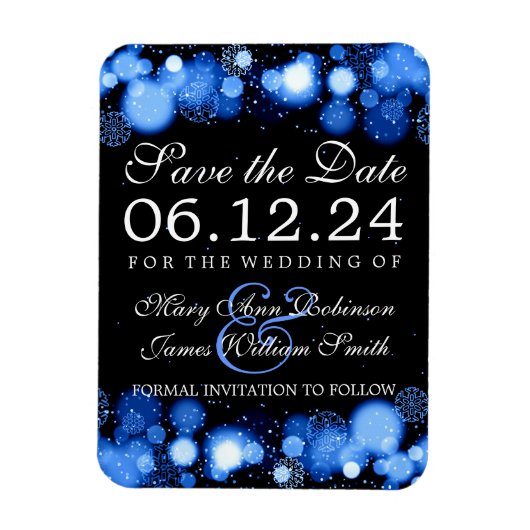 Elegant Winter Save the Date Blue Lights Magneet (Verticaal)