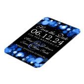 Elegant Winter Save the Date Blue Lights Magneet (Linkerzijde)