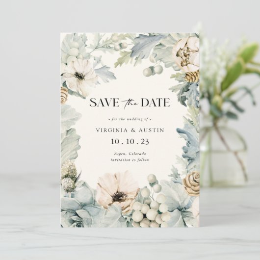 Elegant Winter Save the Date Kaart (Staand voorkant)