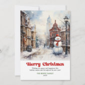 Elegant winter scene card rustic festive red green feestdagenkaart (Voorkant)