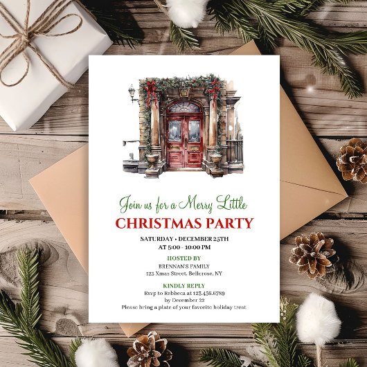 Elegant Winter scene Christmas party invitation Kaart