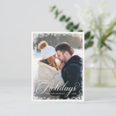 Elegant Winter Script Happy Holidays Photo Modern Feestdagenkaart (Staand voorkant)