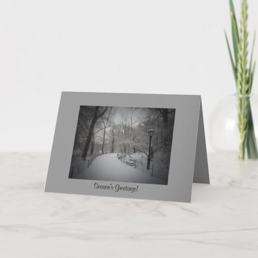 Elegant Winter Season's Greetings - Central Park Feestdagen Kaart (Voorkant)