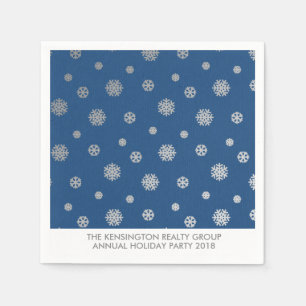 Elegant Winter Silver Blue Snowflakes Holiday Servet
