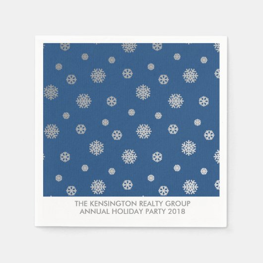 Elegant Winter Silver Blue Snowflakes Holiday Servet (Voorkant)