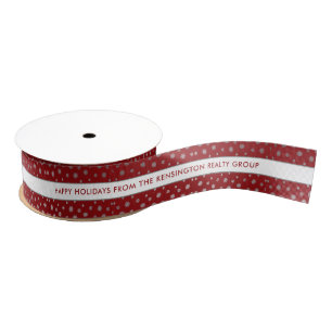 Elegant Winter Silver Red Snowflake Pattern Stripe Grosgrain Lint