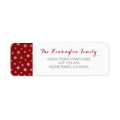 Elegant Winter Silver Red Snowflakes Holiday Etiket (Voorkant)