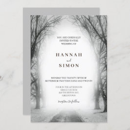 Elegant Winter Silver Snow Wedding Invitation Kaart