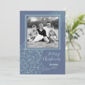 Elegant winter sneeuwvlok ontwerp met foto feestdagenkaart (Staand voorkant)