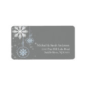 Elegant Winter Sneeuwvlokken Blauw Grijs Adreslabe Etiket (Voorkant)
