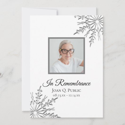 Elegant Winter Sneeuwvlokken Dood Jubileum Kaart (Voorkant)
