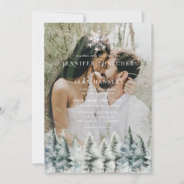 Elegant Winter Snow | Christmas Wedding Invitation Kaart