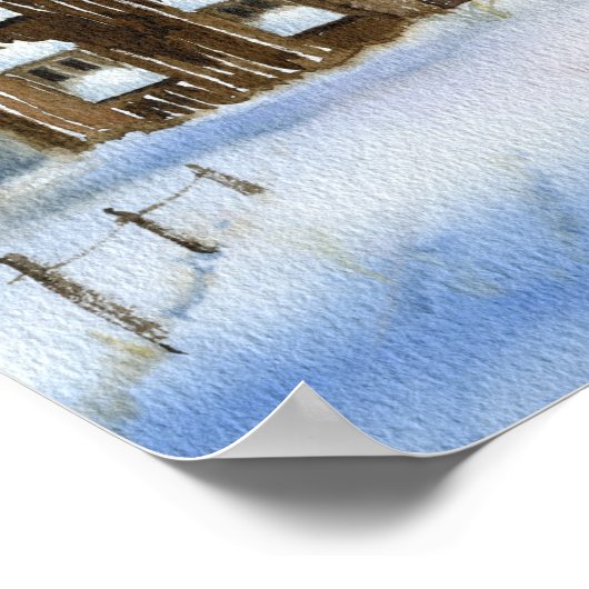 Elegant Winter Snow Effect House Forest Landscape Poster (Hoek)