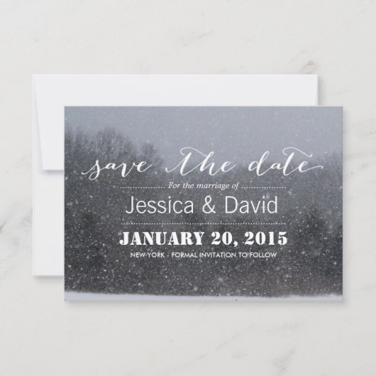 Elegant Winter Snow Theme Save the Date (Voorkant)