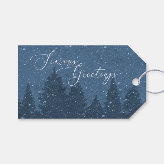 Elegant Winter Snow Trees Corporate Holiday Cadeaulabel (Voorkant (Horizontaal))