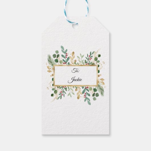 Elegant Winter Snowflake Cadeaulabel (Achterkant)