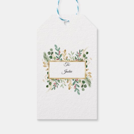 Elegant Winter Snowflake Cadeaulabel (Achterkant)