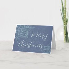 Elegant Winter Snowflake Design in Blauw Feestdagen Kaart