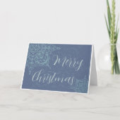 Elegant Winter Snowflake Design in Blauw Feestdagen Kaart (Voorkant)