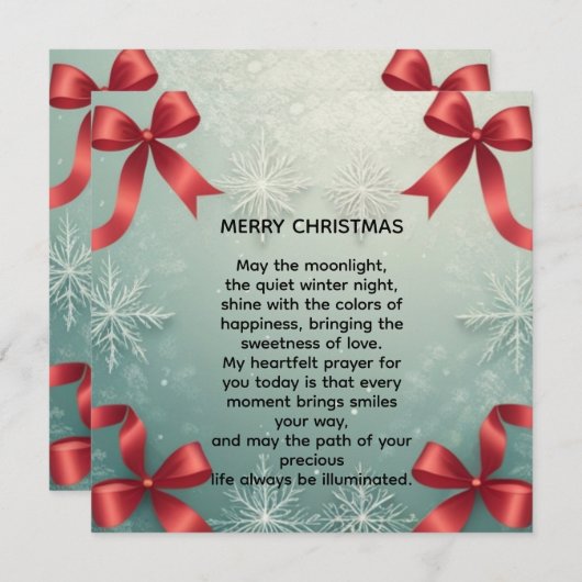 Elegant Winter Snowflake Frame with Red Bows Aankondiging (Voorkant / Achterkant)