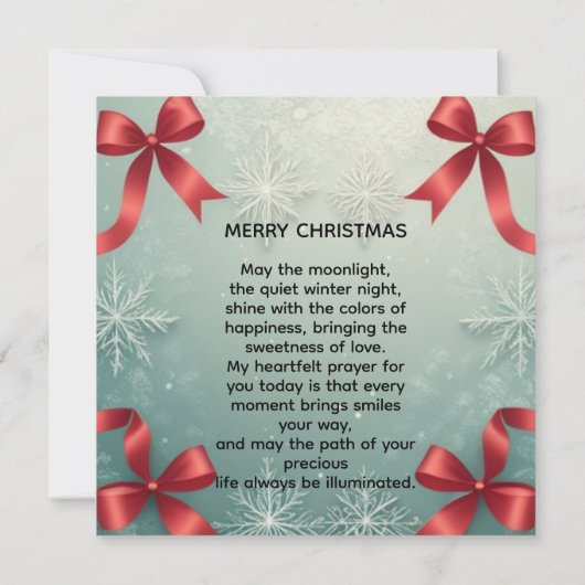 Elegant Winter Snowflake Frame with Red Bows Aankondiging (Achterkant)