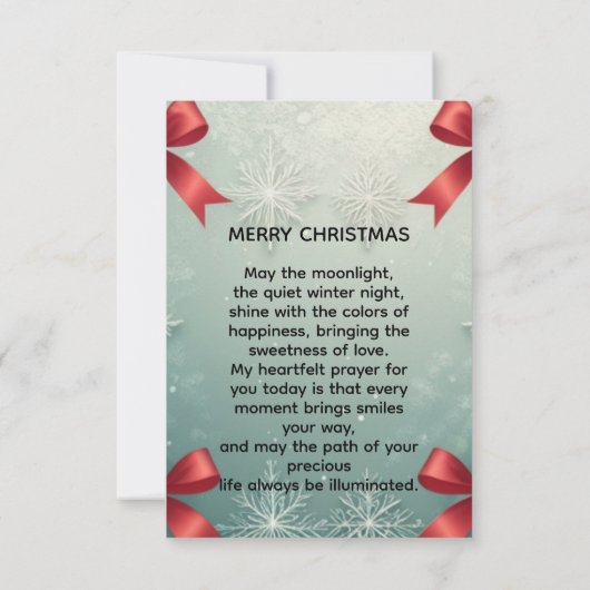 Elegant Winter Snowflake Frame with Red Bows Aankondiging (Achterkant)