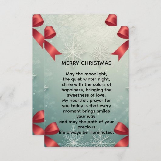 Elegant Winter Snowflake Frame with Red Bows Aankondiging (Voorkant / Achterkant)