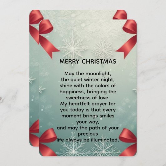 Elegant Winter Snowflake Frame with Red Bows Feestdagenkaart (Voorkant / Achterkant)