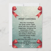 Elegant Winter Snowflake Frame with Red Bows Feestdagenkaart (Achterkant)