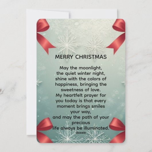 Elegant Winter Snowflake Frame with Red Bows Feestdagenkaart (Achterkant)