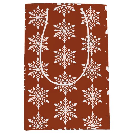 Elegant Winter Snowflake Medium Cadeauzakje (Voorkant)