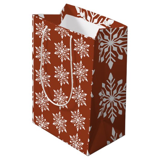 Elegant Winter Snowflake Medium Cadeauzakje (Achterkant Gekanteld)