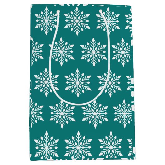Elegant Winter Snowflake Medium Cadeauzakje (Voorkant)