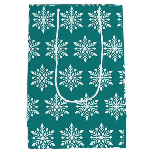 Elegant Winter Snowflake Medium Cadeauzakje (Achterkant)
