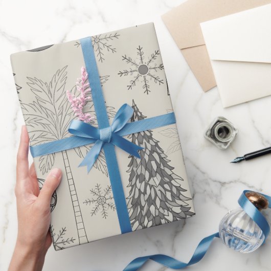 Elegant Winter Snowflake Monochromatic Christmas Cadeaupapier (Geschenken)