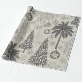 Elegant Winter Snowflake Monochromatic Christmas Cadeaupapier (Uitgerold)