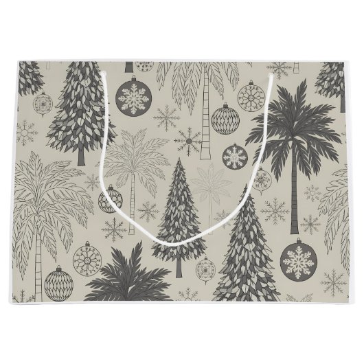 Elegant Winter Snowflake Monochromatic Christmas Groot Cadeauzakje (Voorkant)