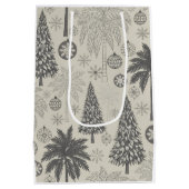Elegant Winter Snowflake Monochromatic Christmas Medium Cadeauzakje (Achterkant)