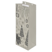 Elegant Winter Snowflake Monochromatic Christmas Wijn Cadeautas (Achterkant Gekanteld)