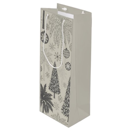 Elegant Winter Snowflake Monochromatic Christmas Wijn Cadeautas (Voorkant Gekanteld)