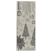 Elegant Winter Snowflake Monochromatic Christmas Wijn Cadeautas (Voorkant)